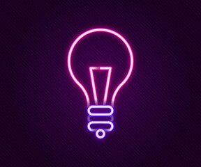 Glowing neon line Light bulb with concept of idea icon isolated on black background. Energy and idea symbol. Inspiration concept. Colorful outline concept. Vector