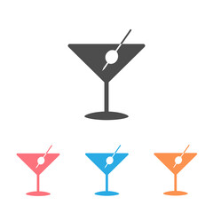 Icon set of martini glass vector in flat