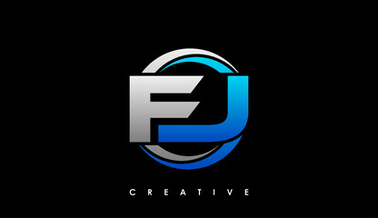FJ Letter Initial Logo Design Template Vector Illustration - obrazy, fototapety, plakaty