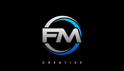 FM Letter Initial Logo Design Template Vector Illustration - obrazy, fototapety, plakaty