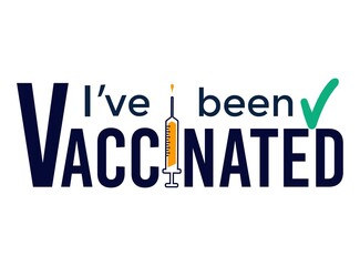 I've been vaccinated design with syringe and vaccine. Coronavirus vaccination concept for sticker label card badge design. Covid-19 vaccine injection concept. Flat style vector illustration.