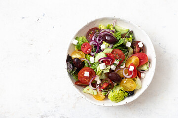 Fresh Greek salad with vegetables and feta cheese	