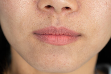 closeup woman mouth, girl lip, asian woman
