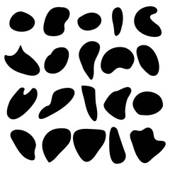 Blob shapes vector set. Random blotch, inkblot, stone silhouette, Ink stain. Organic abstract simple fluid splodge elemets.  isolated on white background. vector illustration