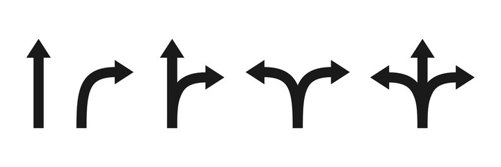 Arrow icon set. Black simple arrows collection. Vector illustration isolated on white