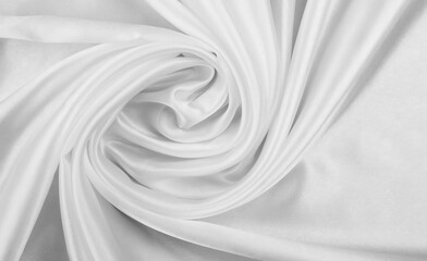 White cloth background abstract with soft waves, closeup texture of cloth