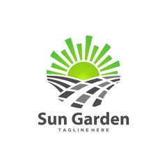 landscaping logo with garden sun concept