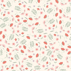 Abstract hand draw floral pattern background. Vector.