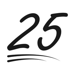 Congratulation number lettering, 25 celebrate follower icon, web online post vector illustration