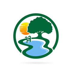 pool garden logo design with modern concept