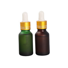 two glass dropper bottle isolated on white with clipping path