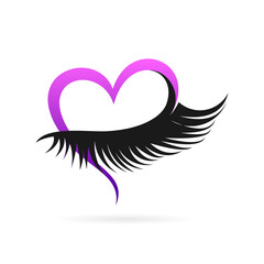 eyelashes with love vector logo design