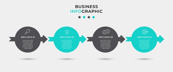 Vector Infographic design business template with icons and 4 options or steps. Can be used for process diagram, presentations, workflow layout, banner, flow chart, info graph