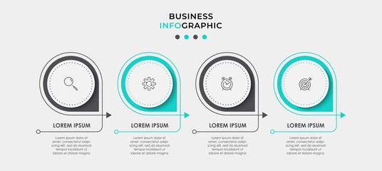 Vector Infographic design business template with icons and 4 options or steps. Can be used for process diagram, presentations, workflow layout, banner, flow chart, info graph