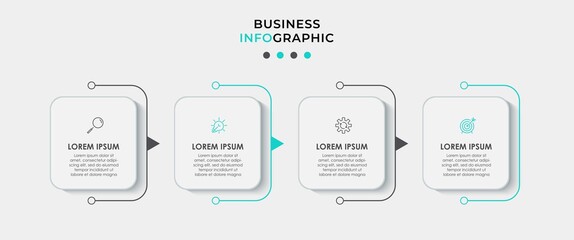 Vector Infographic design business template with icons and 4 options or steps. Can be used for process diagram, presentations, workflow layout, banner, flow chart, info graph