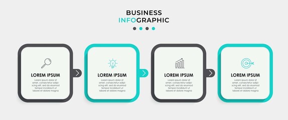 Vector Infographic design business template with icons and 4 options or steps. Can be used for process diagram, presentations, workflow layout, banner, flow chart, info graph