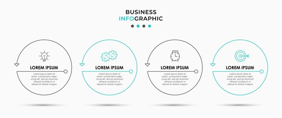 Vector Infographic design business template with icons and 4 options or steps. Can be used for process diagram, presentations, workflow layout, banner, flow chart, info graph