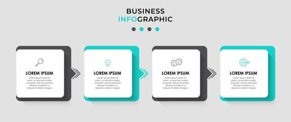 Vector Infographic design business template with icons and 4 options or steps. Can be used for process diagram, presentations, workflow layout, banner, flow chart, info graph