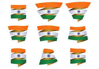 illustration of a wave indian flag on curl ribbon fresh tags