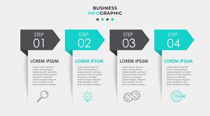 Vector Infographic design business template with icons and 4 options or steps. Can be used for process diagram, presentations, workflow layout, banner, flow chart, info graph