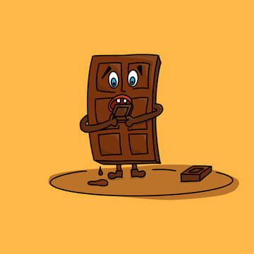 recommend clip art: Chocolate bar - hungry cannibal character. Funny comic mascot for t-shirt design.World chocolate day celebration.