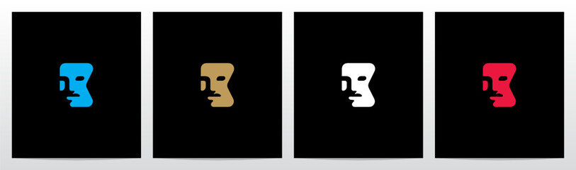 Human Face On Letter Logo Design K