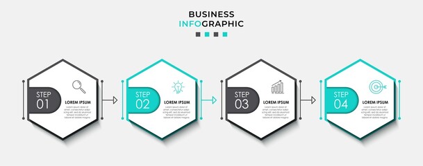 Vector Infographic design business template with icons and 4 options or steps. Can be used for process diagram, presentations, workflow layout, banner, flow chart, info graph