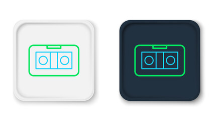 Line VHS video cassette tape icon isolated on white background. Colorful outline concept. Vector