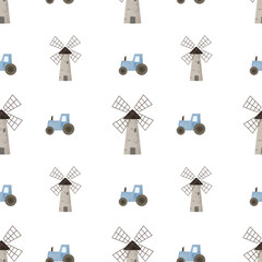 Farmhouse seamless pattern, Farm animals seamless pattern, Cute animals, cow, horse, bird, pig, rabbit, sunflower for scrapbooking, fabric, print