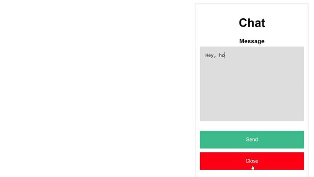 Opening and Typing Into Popup Online Chat App and Sending Message on Social Web Page. Device Screen View of Opening Pop-Up Cursor Clicking Send Type IM or DM Online. Viewpoint of Instant or Direct Mes