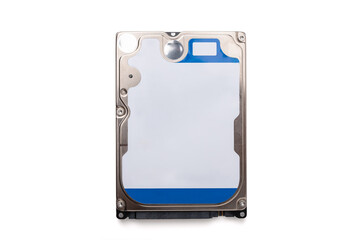 Close up hard drive in cover side isolated on white background.