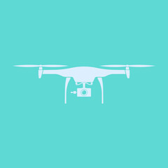 Grey flat drone vector design with turquaze background