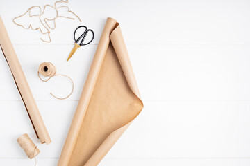 Kraft paper and accessories for gifts and flowers wrapping