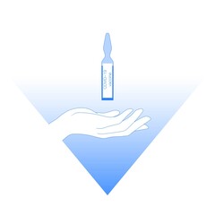 A hand holds a vaccine for coronavirus. Vector illustration