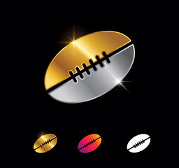 Golden and Silver Rugby Ball Sign