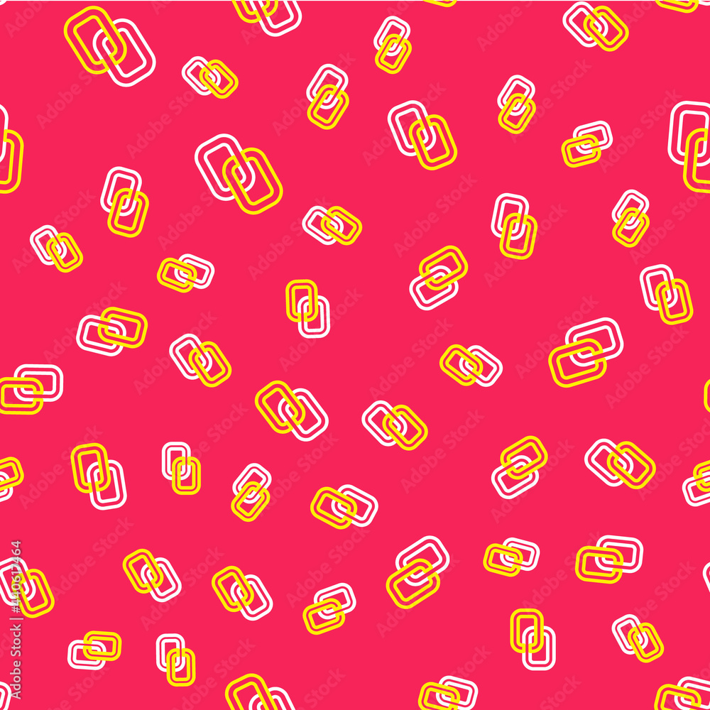 Poster line chain link icon isolated seamless pattern on red background. link single. hyperlink chain symbo