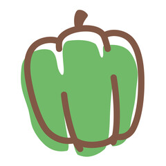 かわいいピーマンのイラスト_手書き風