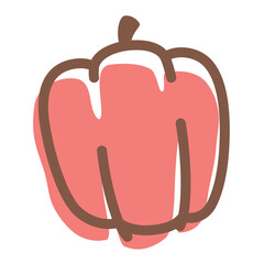 かわいいパプリカのイラスト _赤_手書き風