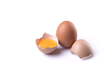 Fresh brown egg isolated on white background.