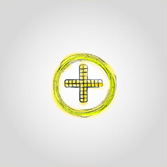 Yellow plus hand drawing and watercolor design