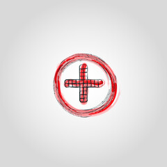 Red plus hand drawing and watercolor design