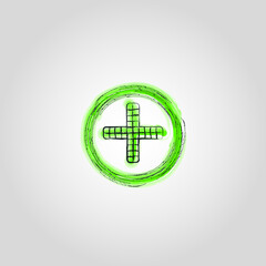 Green plus hand drawing and watercolor design