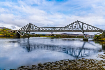 A view of the Connel Bridge near Oban, Scotland on a summers day