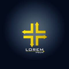 Yellow gradient plus design with arrows