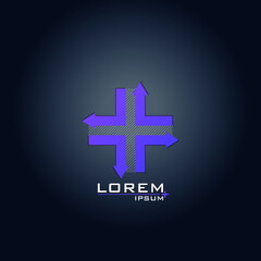 Purple gradient plus design with arrows