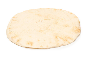 Grilled pitta bread isolated on white background.