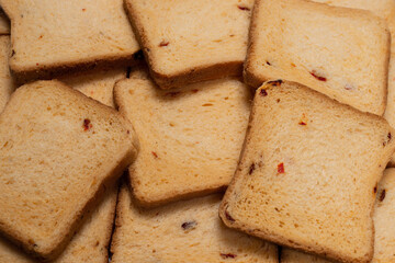 Delicious bread slices isolated on a white background.