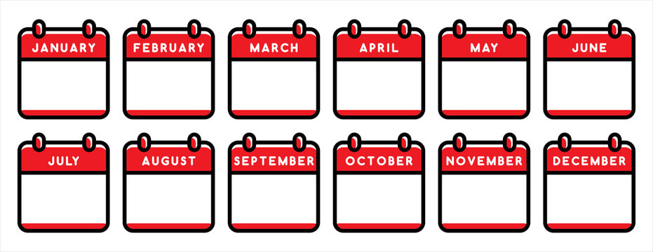 Calendar mounts isolated vector icons on white background. Week calendar schedule. Business plan schedule. vector illustration.