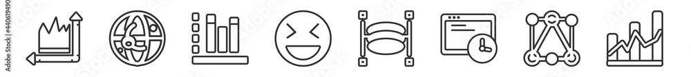 Poster outline set of user interface line icons. linear vector icons such as multiple variable points line 