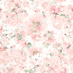 Obraz na płótnie Canvas Seamless floral pattern wild flowers drawn by paints 